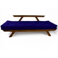 Sofá Japão Futon Acquablock Madeira Cor Imbuia - Azul Royal