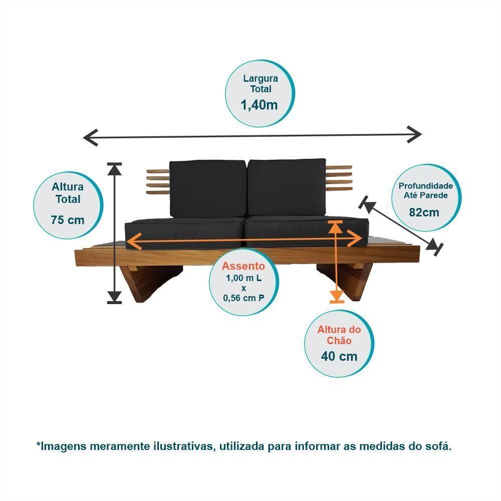 Sofá 2 Lugares Xangai Madeira Nobre Bege Sala Moderna - 4