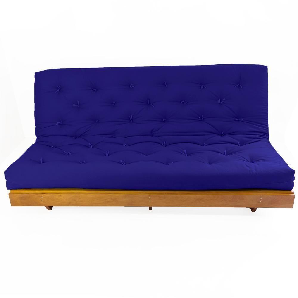 Sofá Cama Futon L Acquablock Azul Royal Madeira Nobre Maciça - 3