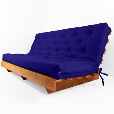 Sofá Cama Futon L Acquablock Azul Royal Madeira Nobre Maciça