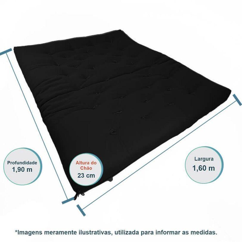 Sofa Cama Futon Oriental King Preto Madeira Maciça Pinus Natural Sem Pintura - 4