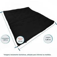 Sofa Cama Futon Oriental King Preto Madeira Maciça Pinus Natural Sem Pintura