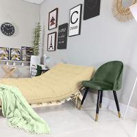 Sofa Cama Casal Futon Oriental Bege Sarja Impermeável Com Madeira Maciça - 3