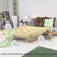 Sofa Cama Casal Futon Oriental Bege Sarja Impermeável Com Madeira Maciça - 8