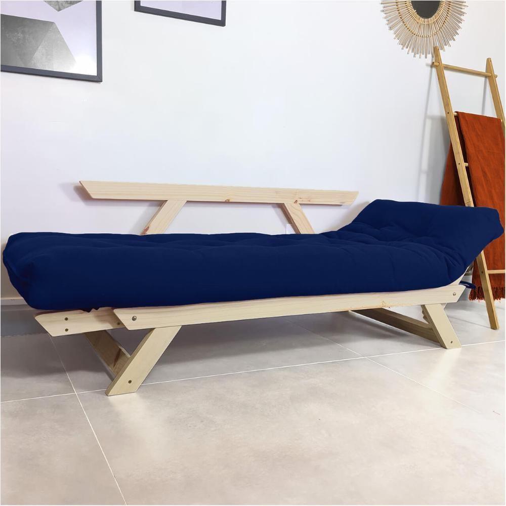 Sofá Japão Futon Acquablock Azul Royal Em Madeira Maciça - 2