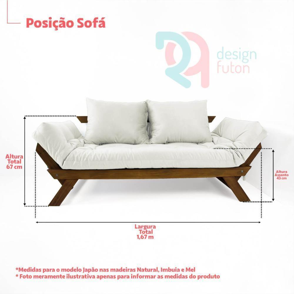 Sofá Japão Futon Acquablock Azul Royal Em Madeira Maciça - 7