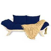 Sofá Japão Futon Acquablock Azul Royal Em Madeira Maciça - 1