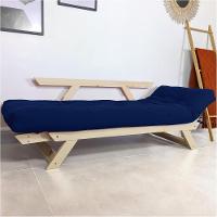 Sofá Japão Futon Acquablock Azul Royal Em Madeira Maciça - 2