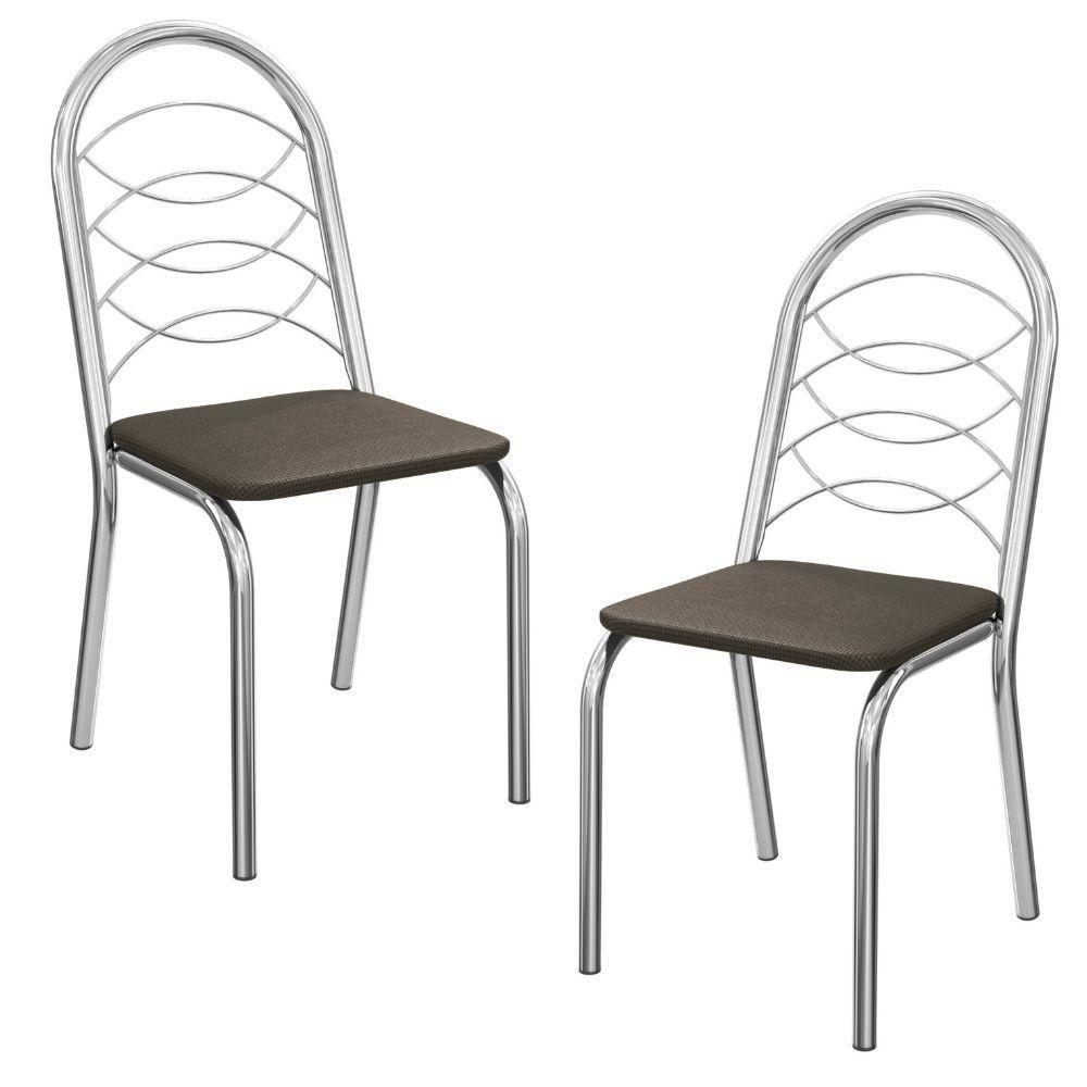 Kit 2 Cadeiras Cromada Sala Jantar 2C009CR Kappesberg Marrom - 1