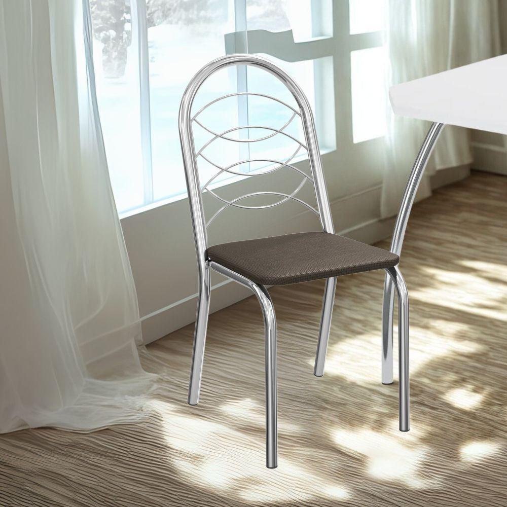 Kit 2 Cadeiras Cromada Sala Jantar 2C009CR Kappesberg Marrom - 2