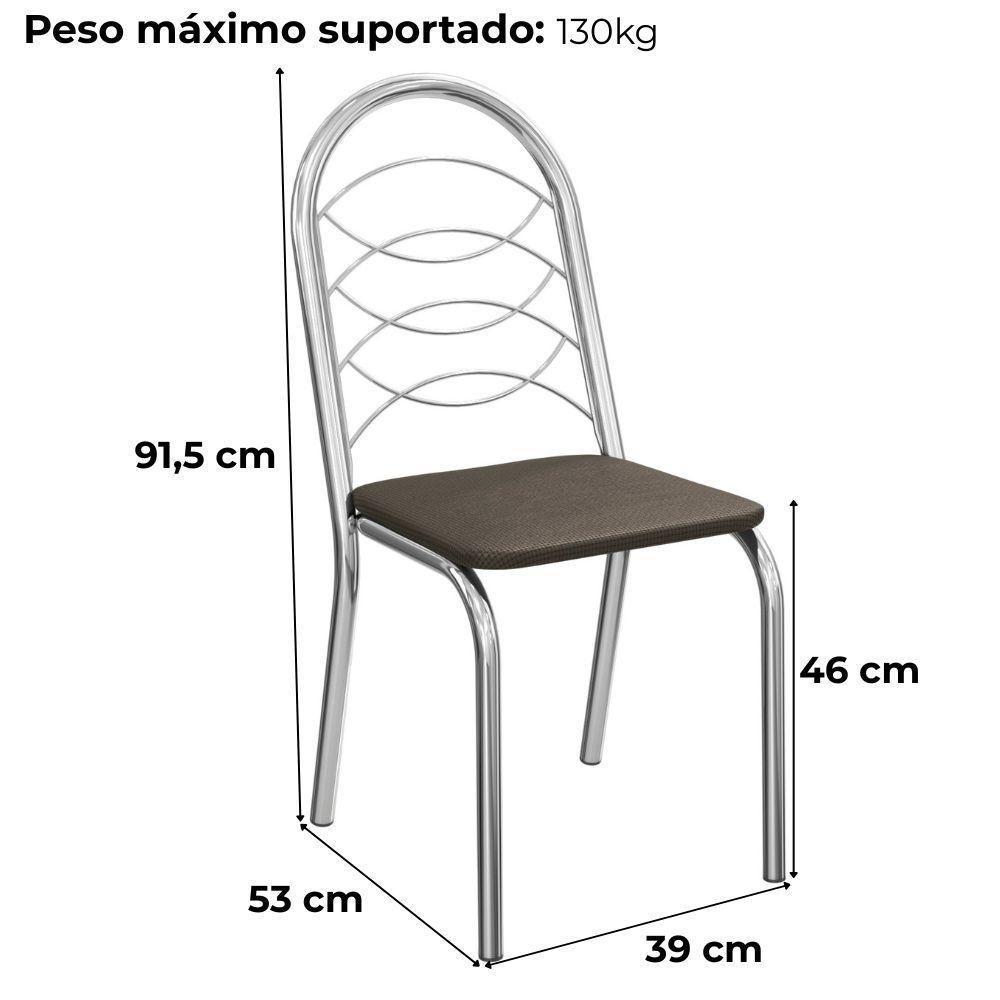 Kit 2 Cadeiras Cromada Sala Jantar 2C009CR Kappesberg Marrom - 4