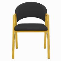 Cadeira De Jantar Antonella Corino Estilo Poltrona Com Pés Dourado - 7 Decor Preto - 3
