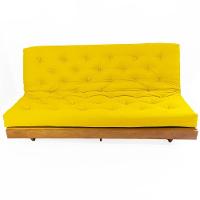 Sofá Cama Futon L Sarja Amarelo Em Madeira Nobre Maciça - 3