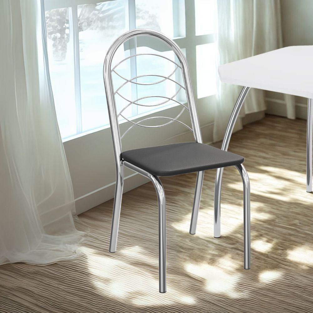 Kit 2 Cadeiras Cromada Sala Jantar 2C009CR Corino Kappesberg Preto - 2