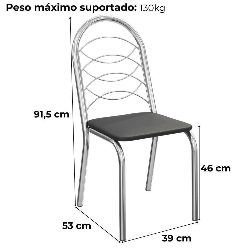 Kit 2 Cadeiras Cromada Sala Jantar 2C009CR Corino Kappesberg Preto - 4
