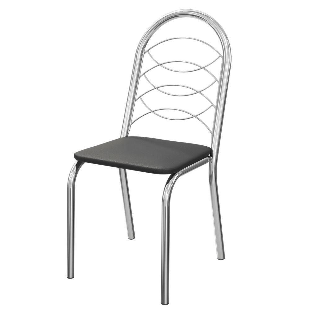 Kit 2 Cadeiras Cromada Sala Jantar 2C009CR Corino Kappesberg Preto - 6