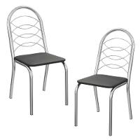 Kit 2 Cadeiras Cromada Sala Jantar 2C009CR Corino Kappesberg Preto - 1