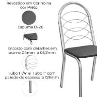 Kit 2 Cadeiras Cromada Sala Jantar 2C009CR Corino Kappesberg Preto - 5
