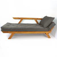 Sofá Japão Futon Sarja Madeira Cor Mel - Cinza - 2