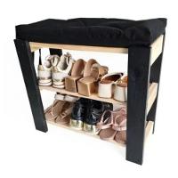 Sapateira Hall Entrada Organizador Multiuso Com Almofada Preta - 2