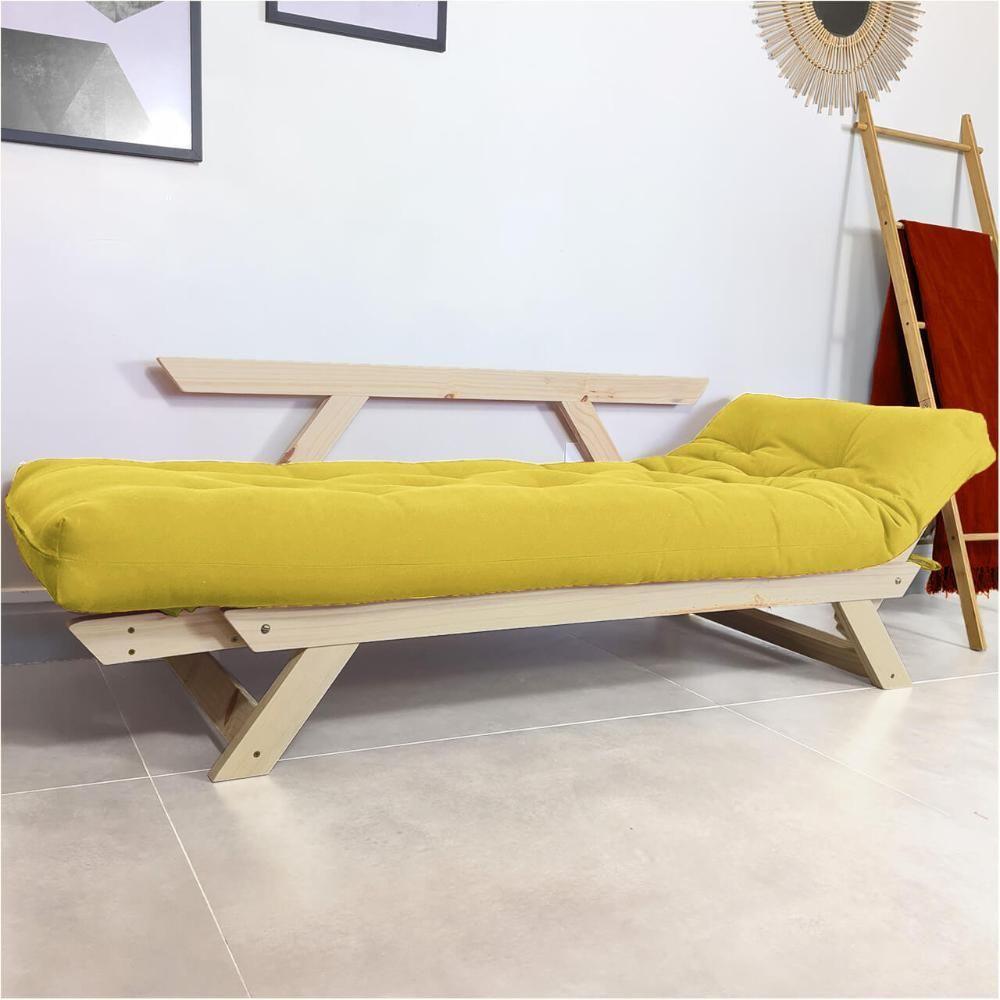 Sofá Japão Futon Acquablock Amarelo Em Madeira Maciça - 2