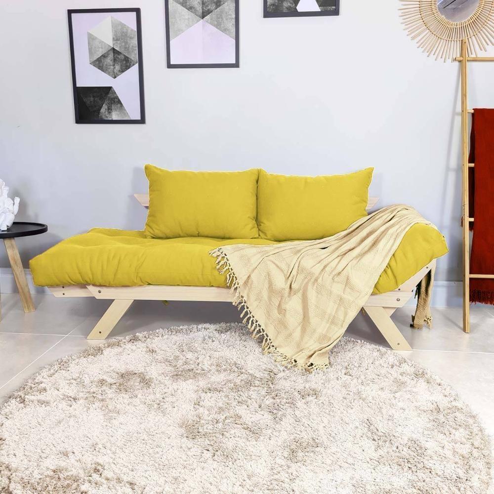 Sofá Japão Futon Acquablock Amarelo Em Madeira Maciça - 6