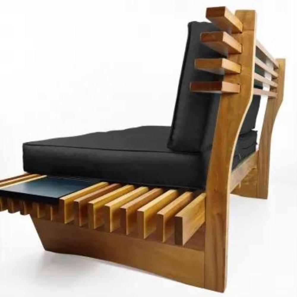 Sofá 2 Lugares Xangai Madeira Nobre Preto Sala Moderna - 5