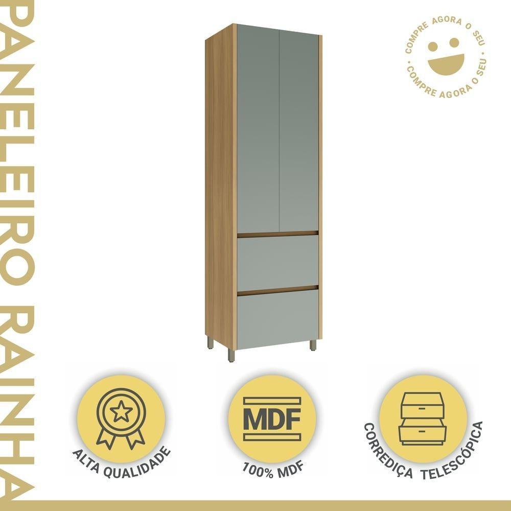 Paneleiro 2 Portas 2 Gavetas 70cm 100% Mdf Rainha Nature-verde - 4