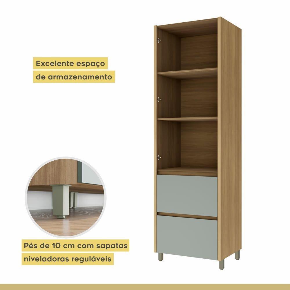 Paneleiro 2 Portas 2 Gavetas 70cm 100% Mdf Rainha Nature-verde - 5