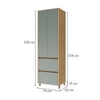 Paneleiro 2 Portas 2 Gavetas 70cm 100% Mdf Rainha Nature-verde - 2
