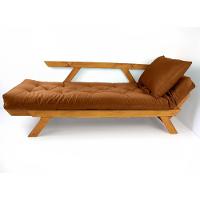 Sofá Japão Futon Sarja Madeira Cor Mel - Caramelo - 2