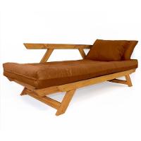 Sofá Japão Futon Sarja Madeira Cor Mel - Caramelo - 3