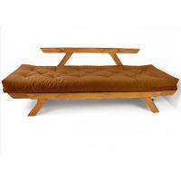 Sofá Japão Futon Sarja Madeira Cor Mel - Caramelo
