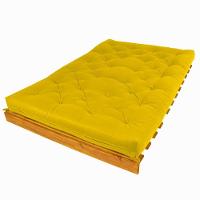 Sofá Cama Casal Futon Tokio Amarelo Madeira Maciça Cor Mel