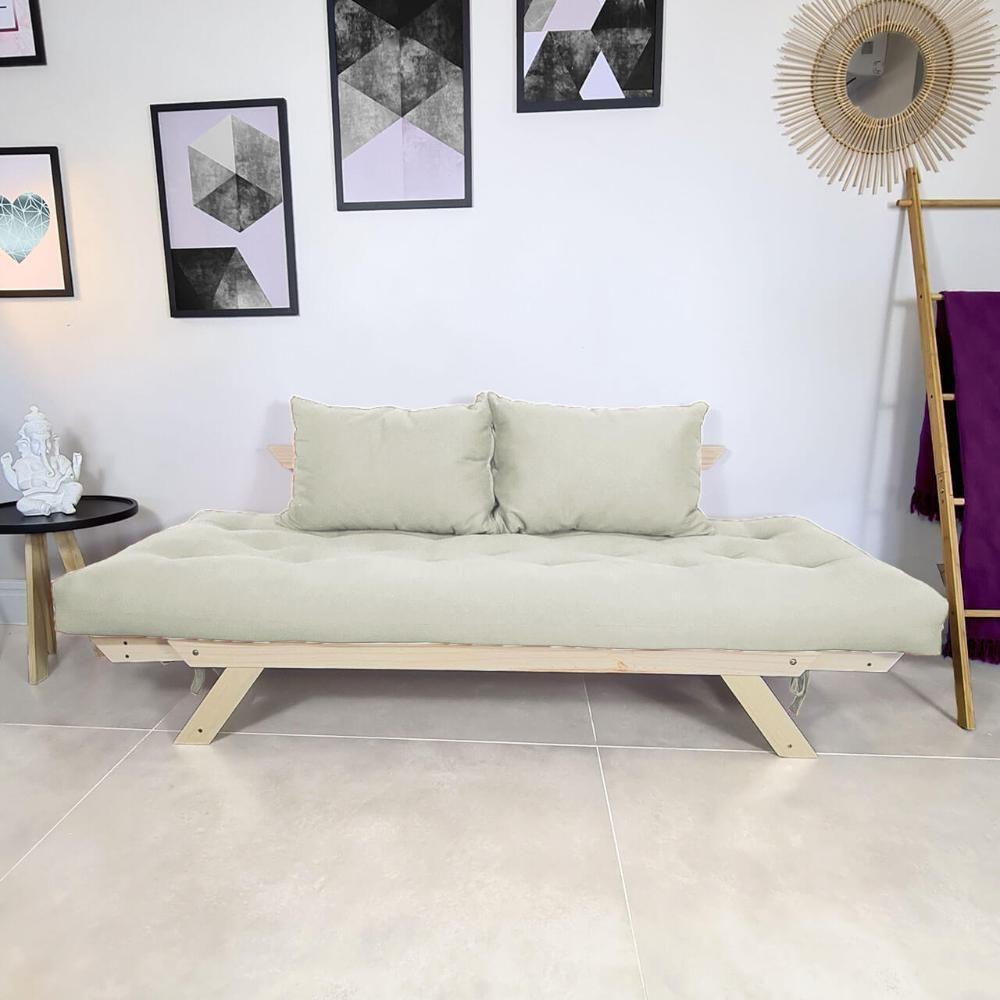 Sofá Japão Futon Acquablock Branco Off Em Madeira Maciça - 3