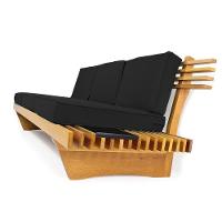 Sofá 3 Lugares Madeira Nobre Maciça Xangai Sala Moderna Preto - 2