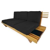 Sofá 3 Lugares Madeira Nobre Maciça Xangai Sala Moderna Preto - 5