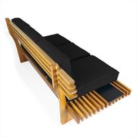 Sofá 3 Lugares Madeira Nobre Maciça Xangai Sala Moderna Preto - 7