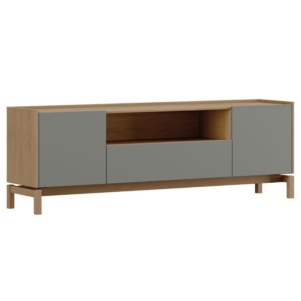 Rack TV 50 Polegadas 180cm 2 Portas 1 Gaveta Soleil Oak Cinza F07 - Mpozenato - 2