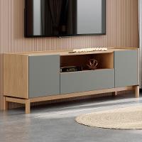 Rack TV 50 Polegadas 180cm 2 Portas 1 Gaveta Soleil Oak Cinza F07 - Mpozenato - 1