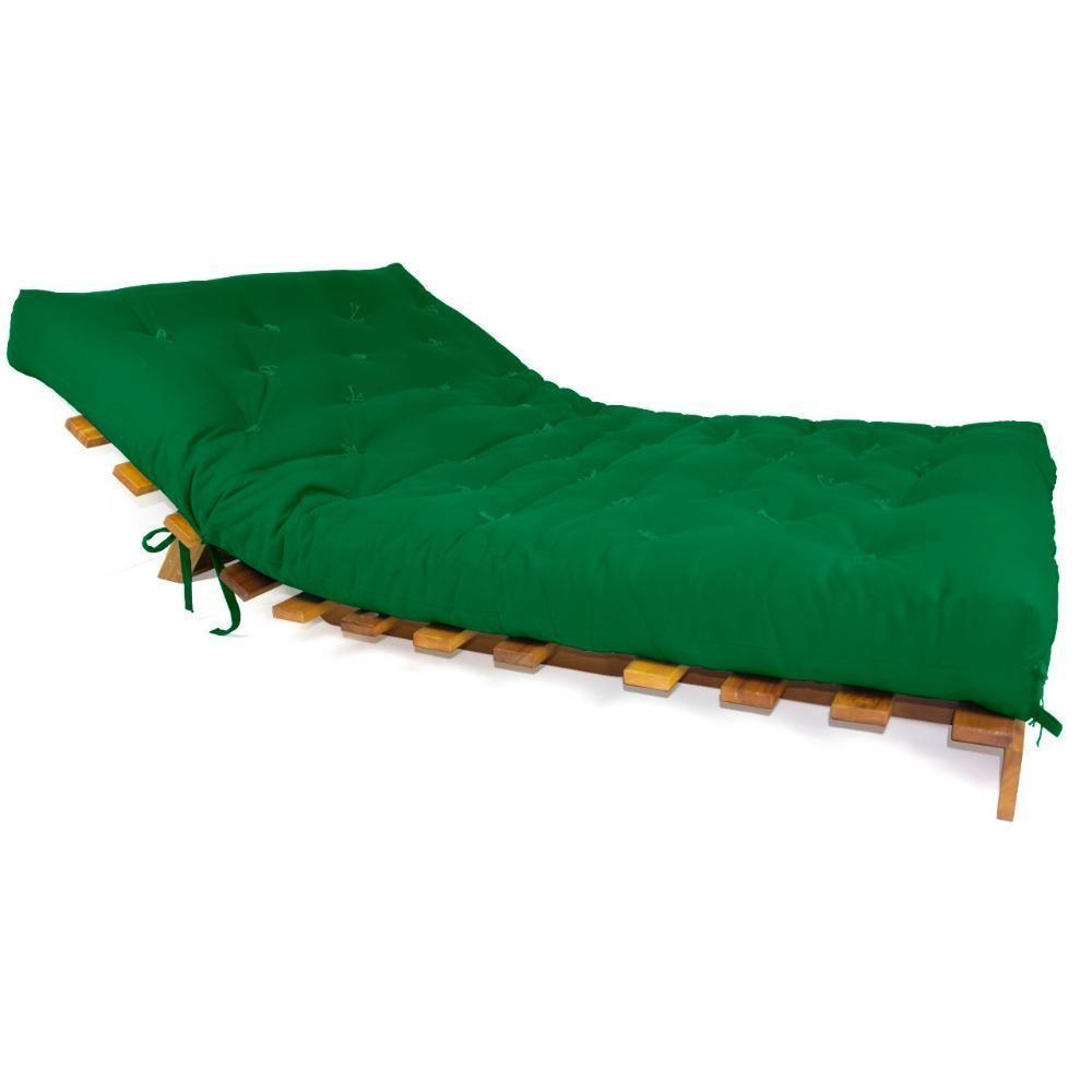 Sofá Cama Casal Futon Tokio Verde Bandeira Madeira Maciça Grapia Cor Natural - 3
