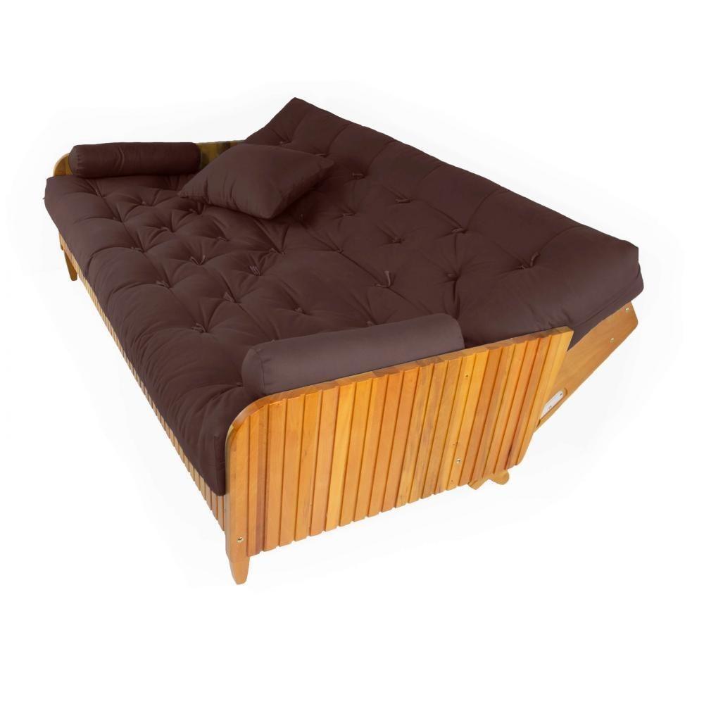 Sofá Cama Paris Ripado Acquablock Marrom Madeira Nobre - 5