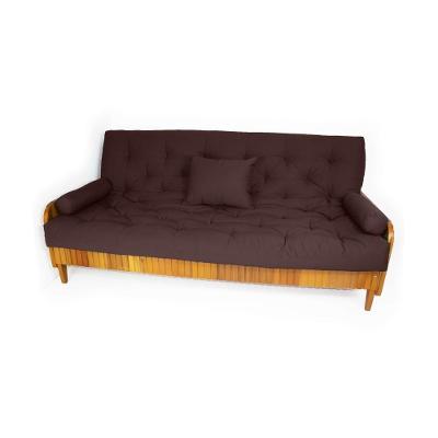 Sofá Cama Paris Ripado Acquablock Marrom Madeira Nobre