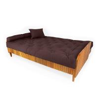 Sofá Cama Paris Ripado Acquablock Marrom Madeira Nobre - 3