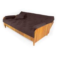 Sofá Cama Paris Ripado Acquablock Marrom Madeira Nobre