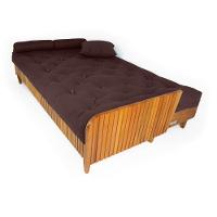 Sofá Cama Paris Ripado Acquablock Marrom Madeira Nobre - 6