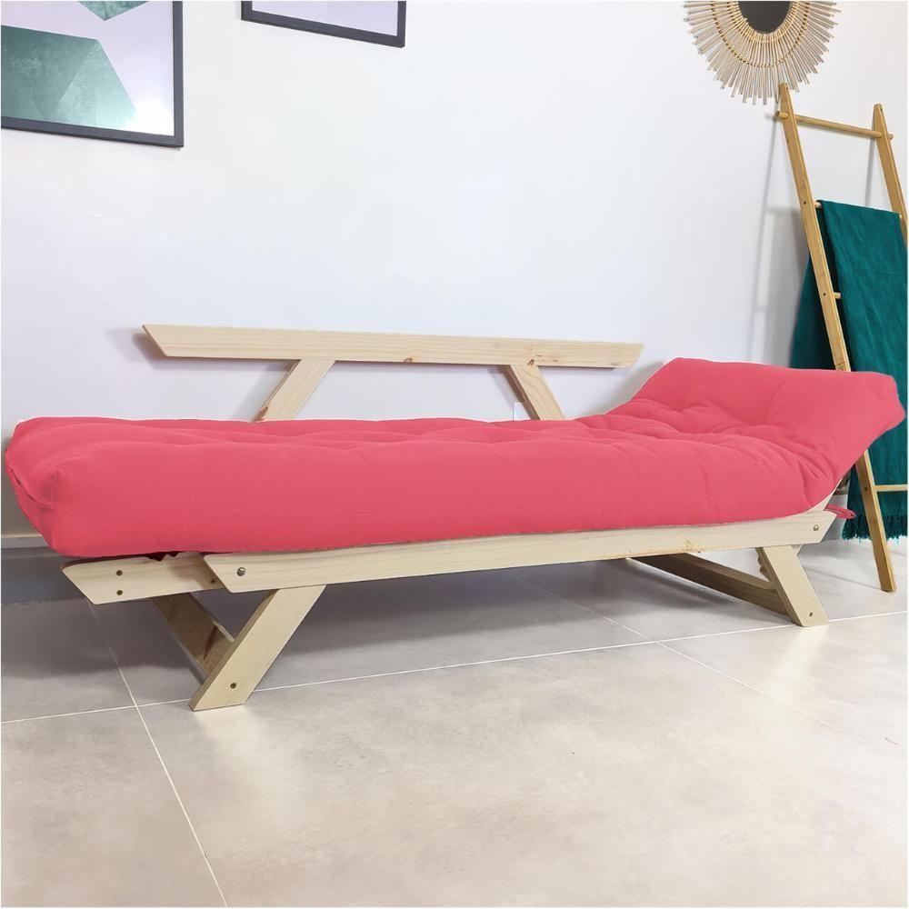 Sofá Japão Futon Sarja Madeira Sem Pintura - Goiaba - 2