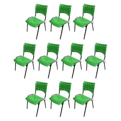 Kit Com 10 Cadeiras Iso Pp Rp Empilhavel Color - Verde