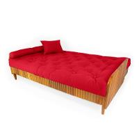 Sofá Cama Paris Ripado Acquablock Vermelho Madeira Nobre - 3