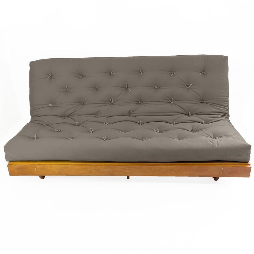Sofá Cama Futon L Sarja Cinza Em Madeira Nobre Maciça - 3
